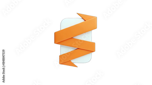 Free Download Orange Ribbon Wrapped Around White Shape on White Background - GFXLoad