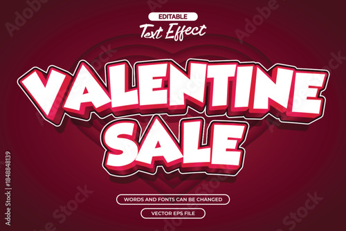 Valentine sale editable text effect with heart shape background
