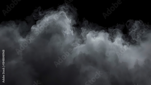 Abstract Dark Cloud Wisps and Fog Texture on Black Background overlay