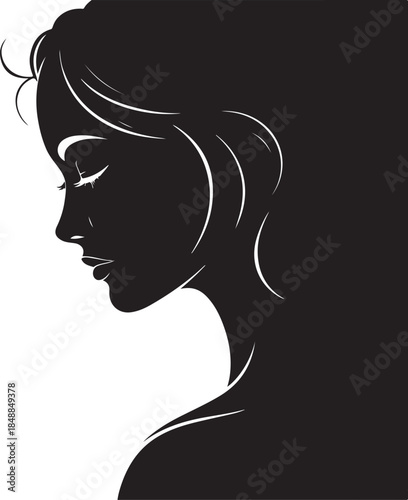 Female Profile Silhouette – Woman Face Side Vector Silhouette”