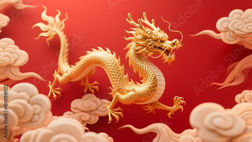 Wallpaper Mural Soaring golden dragon with epic oriental spirit Torontodigital.ca