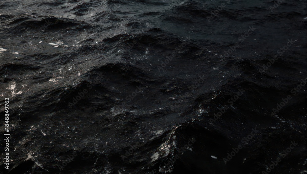 Fototapeta premium Mysterious dark ocean water with subtle light reflections.