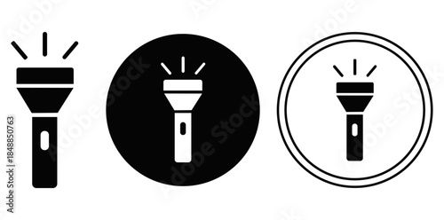 Torch Icons Various depictions of a flashlight or torch, a simple yet versatile emblem representing illumination and resourcefulness. 