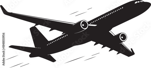 Airplane Silhouette – Flying Plane Vector Silhouette Black on White”