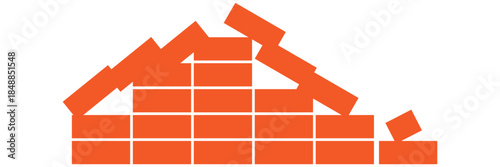 Brick Wall Single Layer Icon Black Minimal Flat