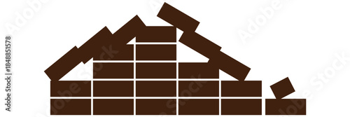 Brick Wall Single Layer Icon Black Minimal Flat