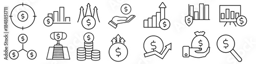 Business growth icon set. Profit Illustration sign collection. Development symbol. analytics logo.