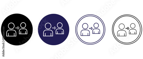 Icon of Connection and Interaction A visual representation of individuals connected, symbolizing relationships, communication, and collaboration within a circular framework.