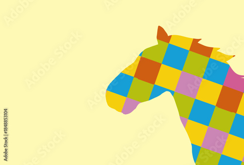 馬, 年賀状, 和風, 和柄, 新年, 動物, クリスマス, うま, ベクター, イラスト