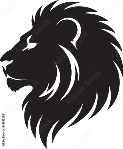 Lion Head Silhouette – Lion with Mane Vector Silhouette