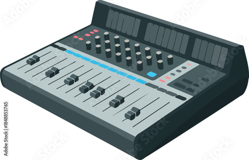Professional Audio Mixing Console Vector Graphic Illustration for Music Production and Sound Engineering Applications