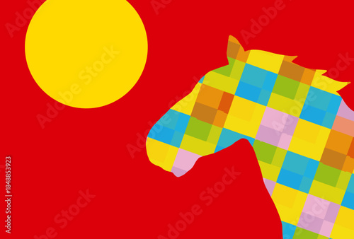 馬, 年賀状, 和風, 和柄, 新年, 動物, クリスマス, うま, ベクター, イラスト