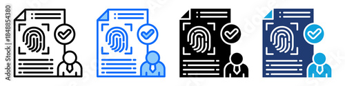 Biometric Data Icon Set Multi Style Vector Illustration
