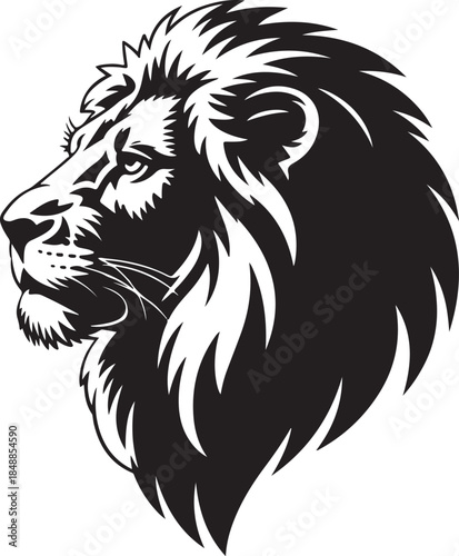Lion Head Silhouette – Lion with Mane Vector Silhouette