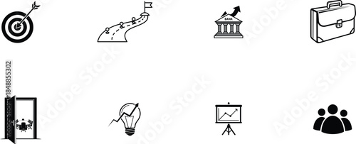 Business and goal achievement icons set