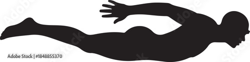 Swimming Silhouette – Swimmer Stroke Vector Silhouette Black on White”