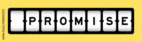 Black color in word promise on slot banner with yellow color background