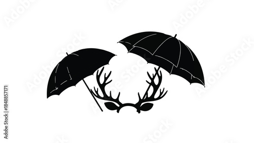 Symbolic representation of protection with antlers and umbrellas