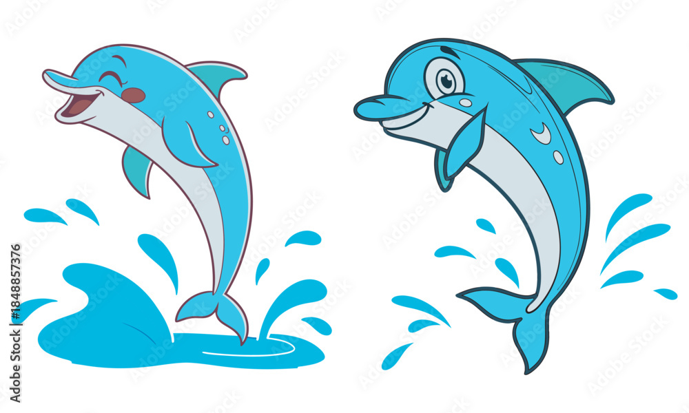 Fototapeta premium cartoon dolphin art and illustrator eps 10 isolated