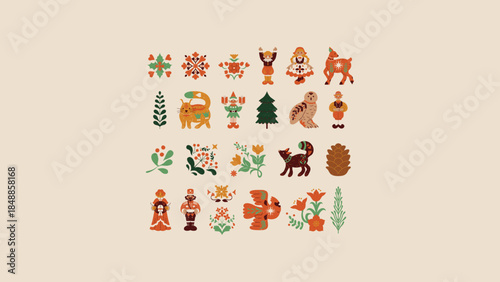  Red Green and Yellow Folksy Christmas Somber Greetings Christmas Presentation