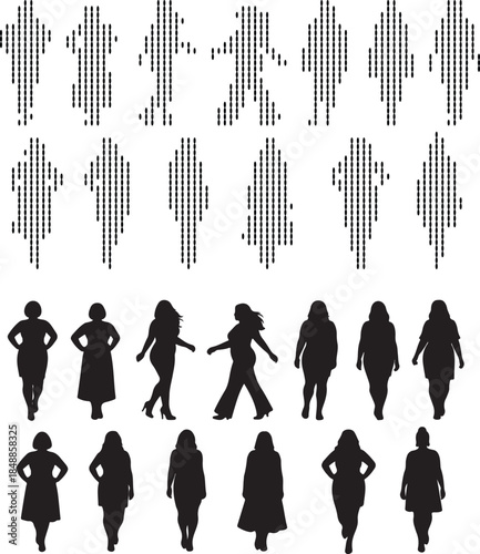 Silhouettes of Diverse Body Types in Various Poses - A Collection of Figures