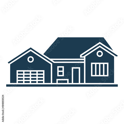 Modern house with garage and large windows