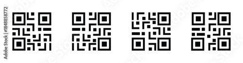 Contactless Payment QRIS Scan Code Icon Monochrome Vector Design