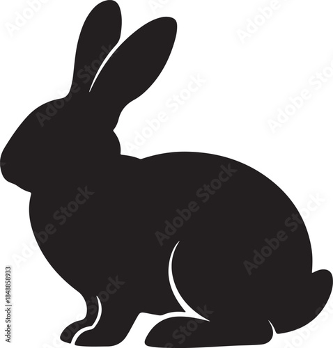 Rabbit Silhouette – Bunny Vector Silhouette Black on White”