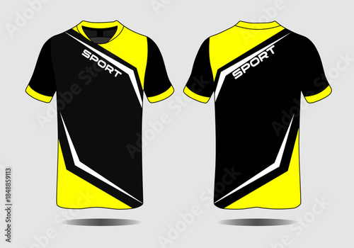 Stylish Black and Yellow Sport Jersey Design with Modern Graphic Elements