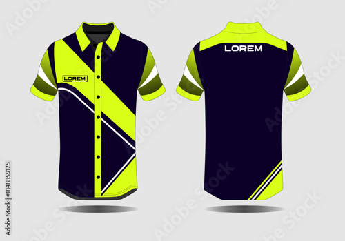 Vibrant Safety Shirt Design with Bold Patterns in Yellow and Navy Colors