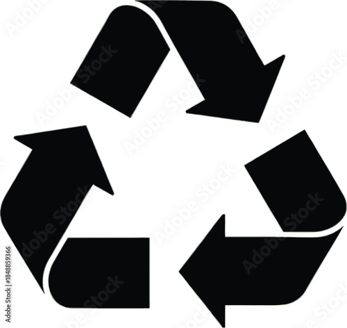 Black Recycle Symbol Isolated on White Background. Sustainable Environment Loop Icon. Eco-Friendly, Waste Management, Reduce Reuse, and Circular Economy Concept Graphic.