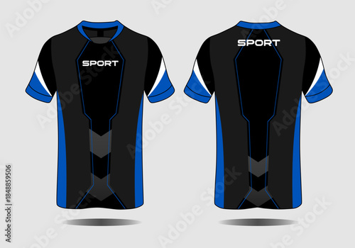 Sport Jersey Design Concept Featuring Black and Blue Color Scheme