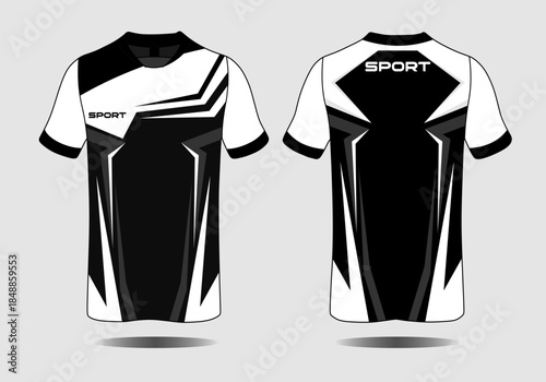 Stylish Sport Shirt Design in Black and White for Athletic Wear Enthusiasts