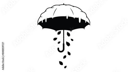 Umbrella sheltering falling leaves, symbolizing autumn's gentle embrace.