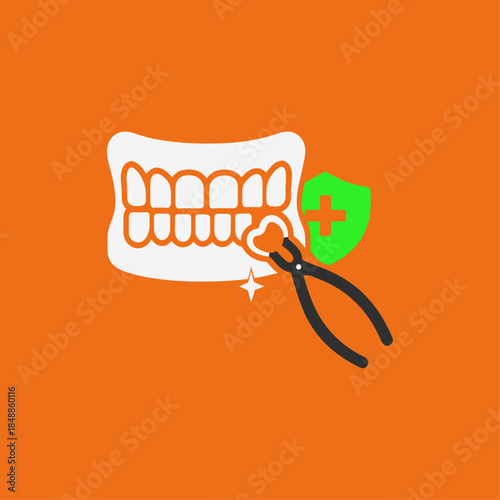 Dental Extraction, Dentist icon logo flat vector design