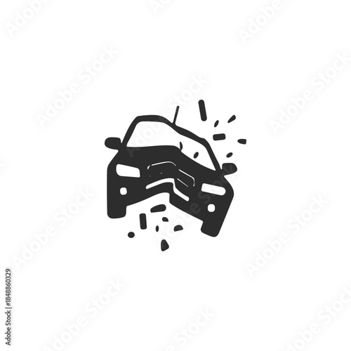 Crashed vehicle impact icon logo flat vector design