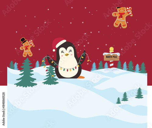 Red Illustration Christmas Presentation santa, snow, winter, santa claus, tree, holiday, gift, xmas, cartoon, illustration, snowman, card, vector, celebration, new, hat, new year, december, year, gree