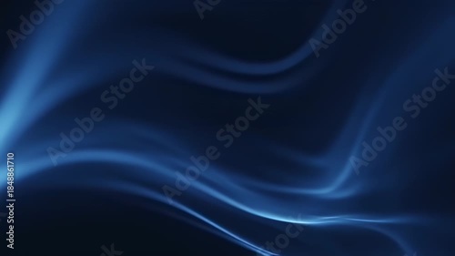 Abstract, blurred, glowing blue waves on a dark background. Fluid, ethereal, and dynamic composition