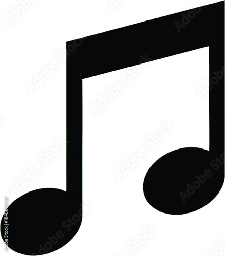 Black Beamed Eighth Musical Note Icon Isolated on White Background. Graphic of Two Quavers for Music, Sound, Rhythm, and Creative Design Concepts.