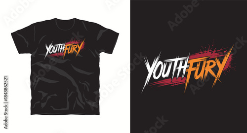 Youth fury t-shirt design with a dynamic brush stroke effect