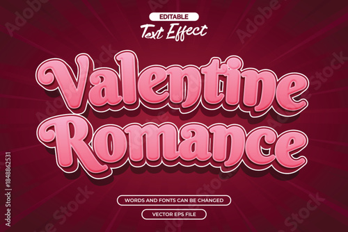 Valentine romance editable text effect with cartoon text style