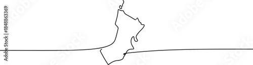 One continuous line drawing of country Map for Oman vector illustration. one line Art icon drawing