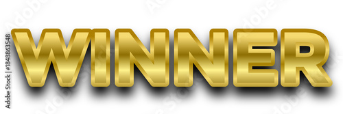 Winner gold text with shadow isolated on transparent background