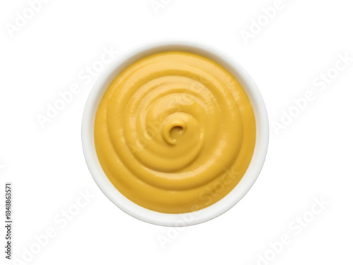 Schilderij op canvas Isolated dish of delicious, yellow mustard condiment swirl for cooking, dipping,