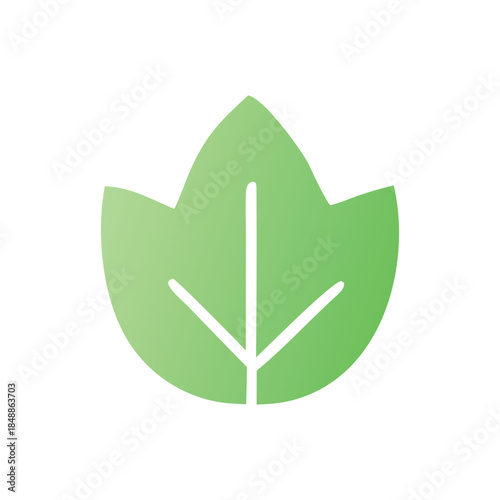 Stylized Green Leaf Icon with Gradient - A Modern Symbol of Nature, Ecology, and Sustainable Growth for Digital Design and Branding Projects