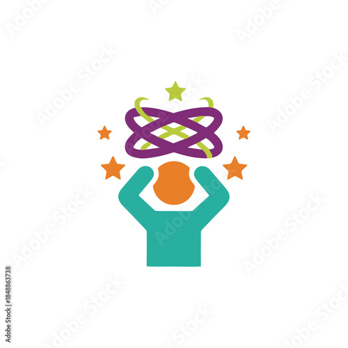 Sick, Dizziness icon logo flat vector design