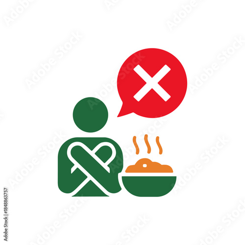 Eating disorder icon logo flat vector design