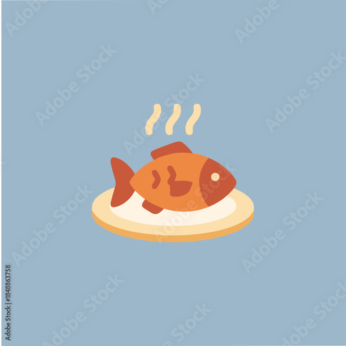 Fish icon logo flat vector design