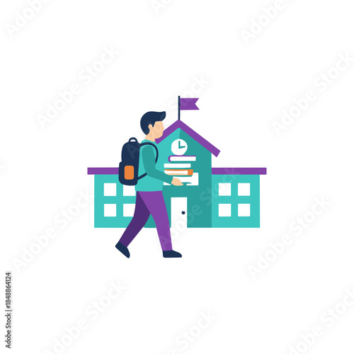 Student, Institution icon logo flat vector design