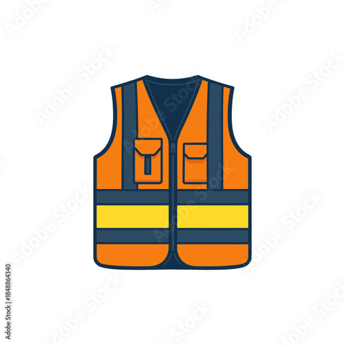 Construction Worker Safety Vest, Protective Work Vest icon logo flat vector design